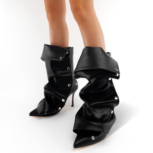 Womens Stiletto High Heel Ankle Boots Sexy Pointed Toe Short Bootie 2.75 Inches Heels Boots Party Shark Boots