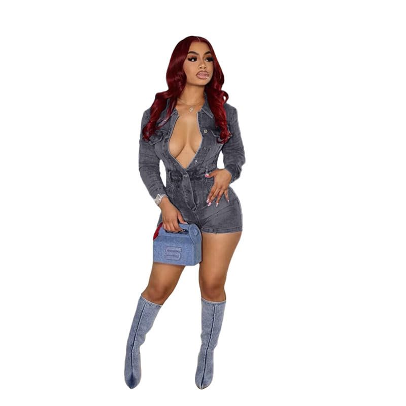 Cookies Short Denim Jumpsuit Rompers with Pockets