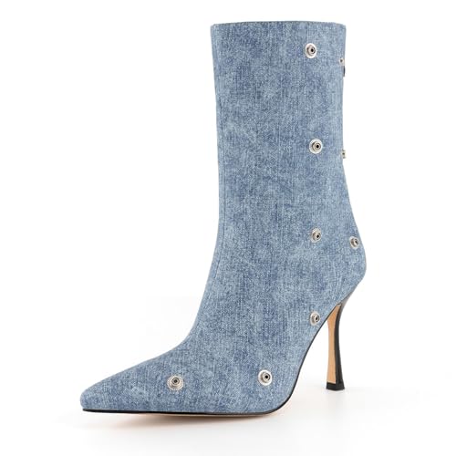 Womens Stiletto High Heel Ankle Boots Sexy Pointed Toe Short Bootie 2.75 Inches Heels Boots Party Shark Boots