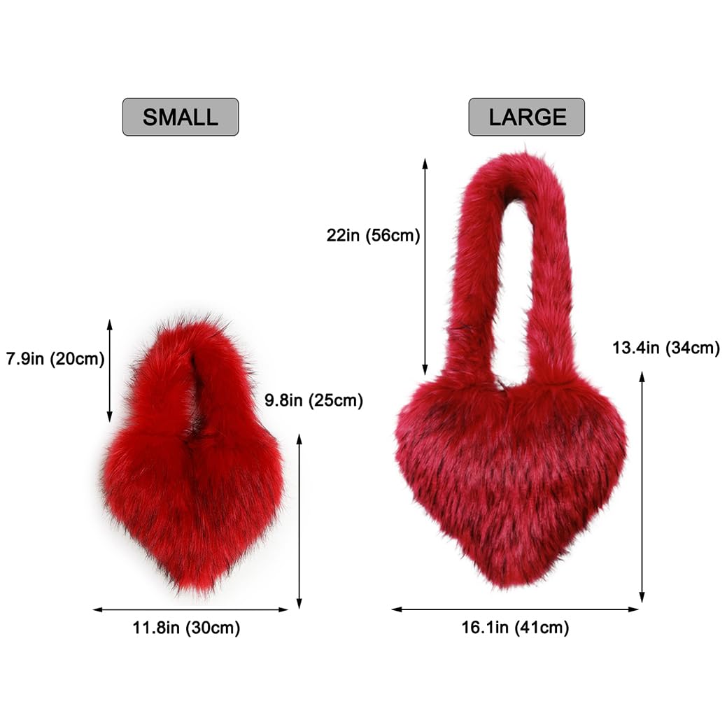 Cookies Heart Shaped Furry Purse for Women Large Soft Shoulder Bag Fluffy Faux Fur Trendy Y2K Girls Handbag