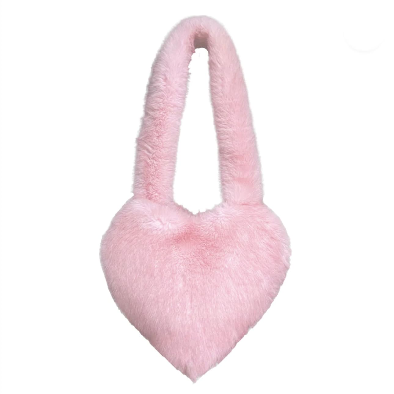 Cookies Heart Shaped Furry Purse for Women Large Soft Shoulder Bag Fluffy Faux Fur Trendy Y2K Girls Handbag