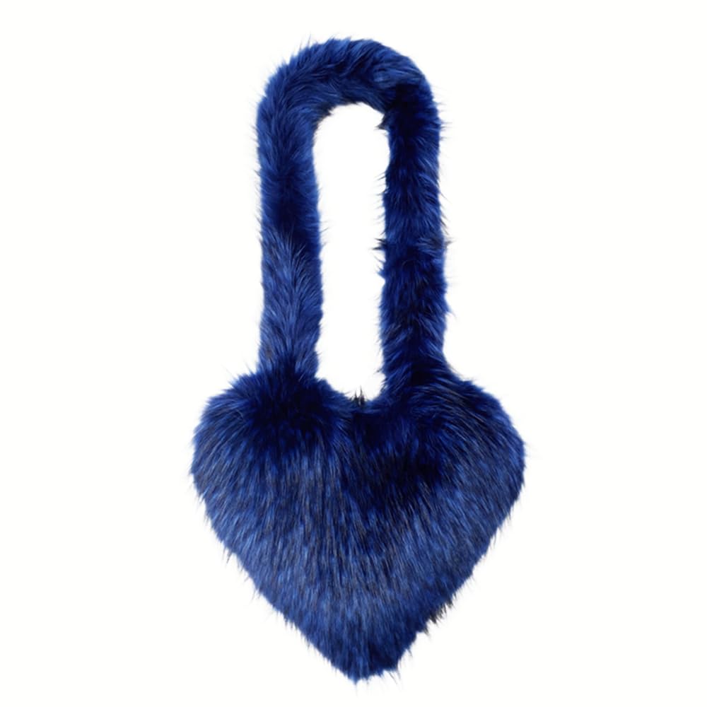 Cookies Heart Shaped Furry Purse for Women Large Soft Shoulder Bag Fluffy Faux Fur Trendy Y2K Girls Handbag