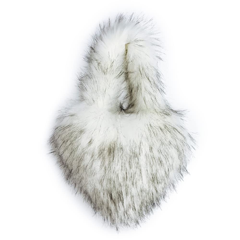 Cookies Heart Shaped Furry Purse for Women Large Soft Shoulder Bag Fluffy Faux Fur Trendy Y2K Girls Handbag