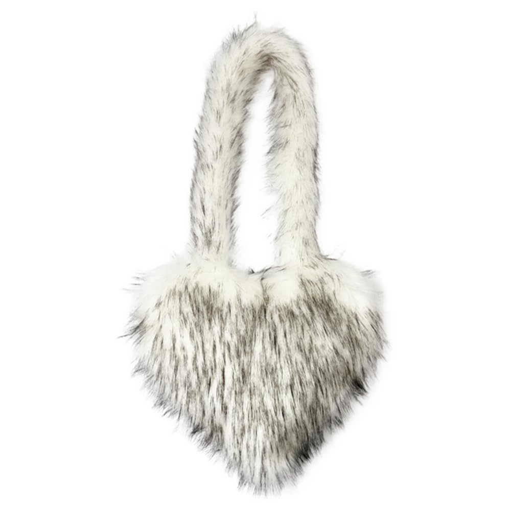 Cookies Heart Shaped Furry Purse for Women Large Soft Shoulder Bag Fluffy Faux Fur Trendy Y2K Girls Handbag