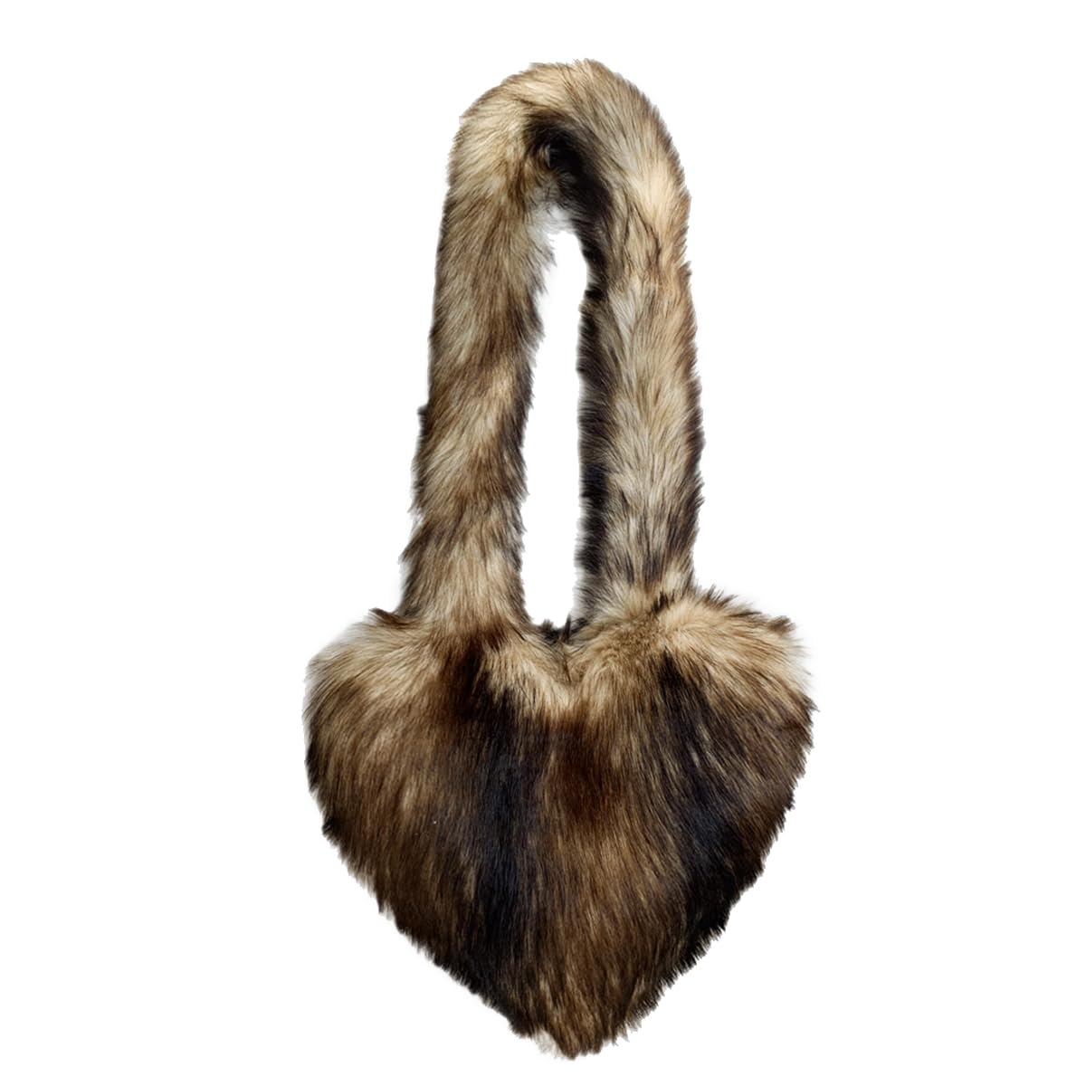 Cookies Heart Shaped Furry Purse for Women Large Soft Shoulder Bag Fluffy Faux Fur Trendy Y2K Girls Handbag
