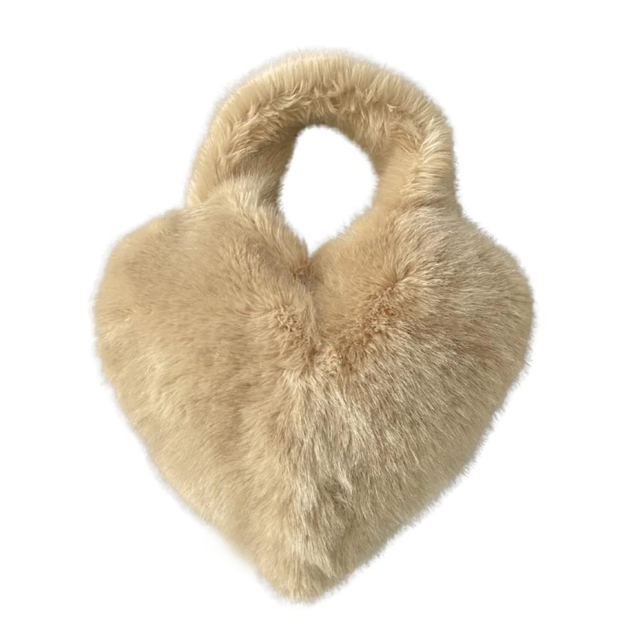 Cookies Heart Shaped Furry Purse for Women Large Soft Shoulder Bag Fluffy Faux Fur Trendy Y2K Girls Handbag