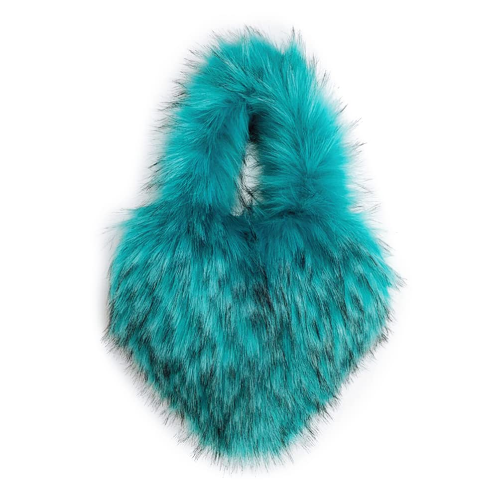 Cookies Heart Shaped Furry Purse for Women Large Soft Shoulder Bag Fluffy Faux Fur Trendy Y2K Girls Handbag