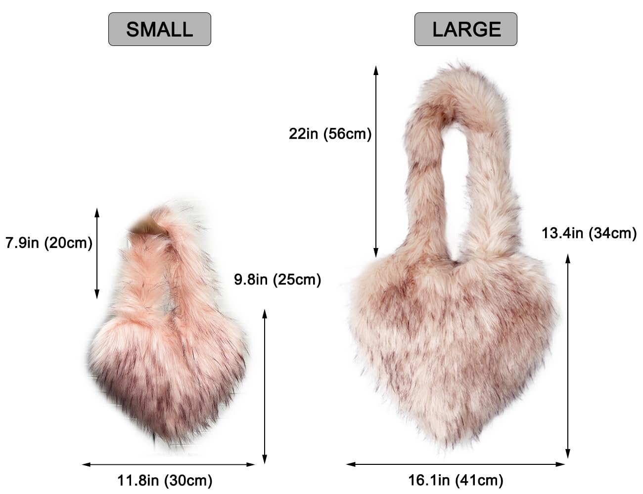 Cookies Heart Shaped Furry Purse for Women Large Soft Shoulder Bag Fluffy Faux Fur Trendy Y2K Girls Handbag