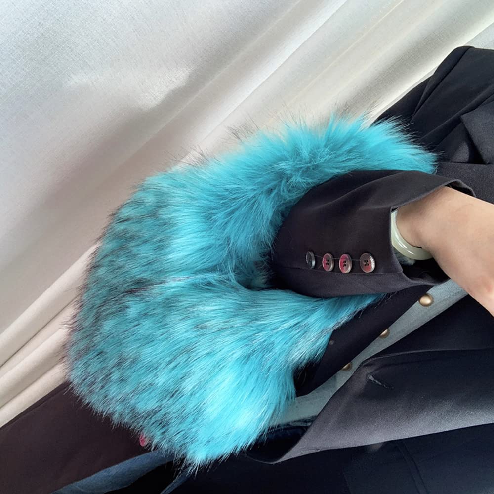 Cookies Heart Shaped Furry Purse for Women Large Soft Shoulder Bag Fluffy Faux Fur Trendy Y2K Girls Handbag