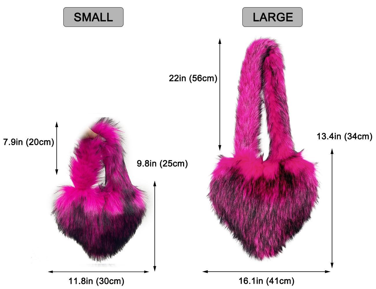 Cookies Heart Shaped Furry Purse for Women Large Soft Shoulder Bag Fluffy Faux Fur Trendy Y2K Girls Handbag