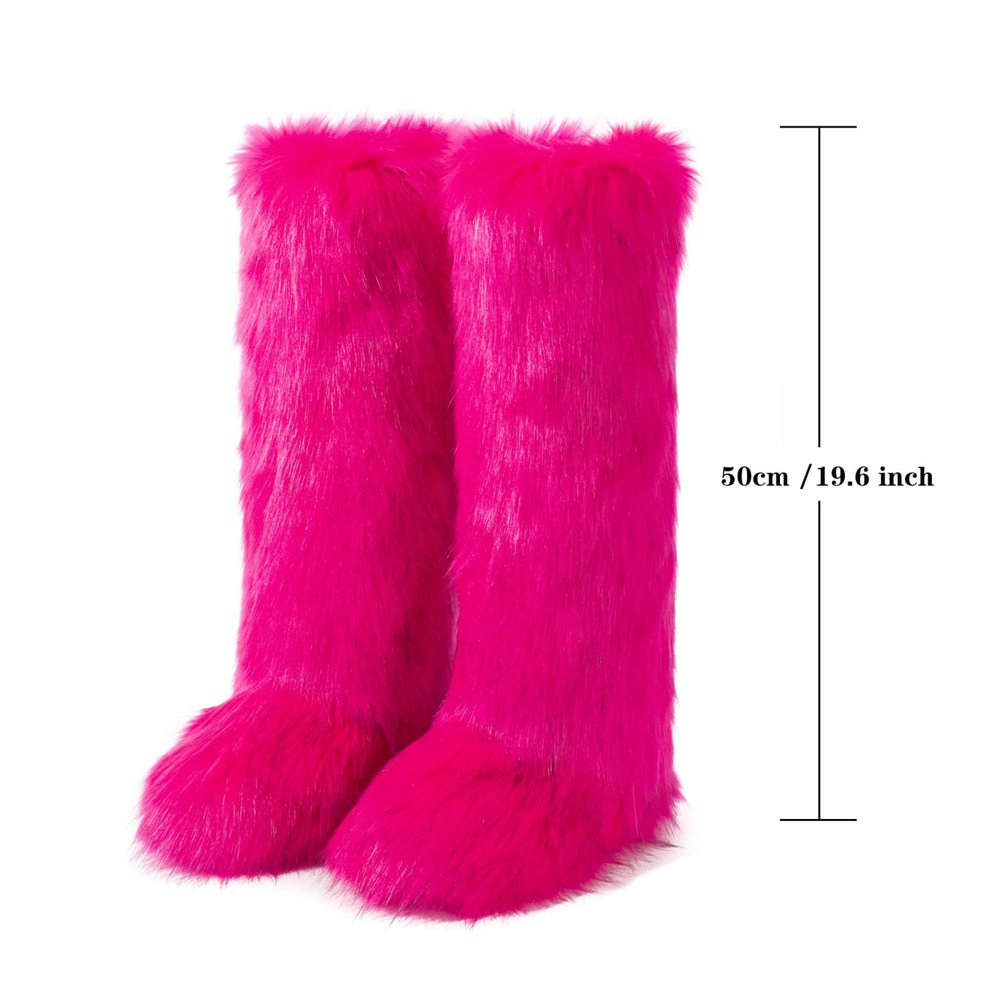 Cookies Women's Faux Fur Boot Furry Fluffy Round Toe Suede Winter Comfy Plush Warm Short Outdoor Indoor Flat Shoes Knee-High Boots