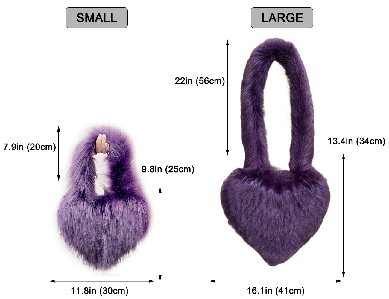 Cookies Heart Shaped Furry Purse for Women Large Soft Shoulder Bag Fluffy Faux Fur Trendy Y2K Girls Handbag