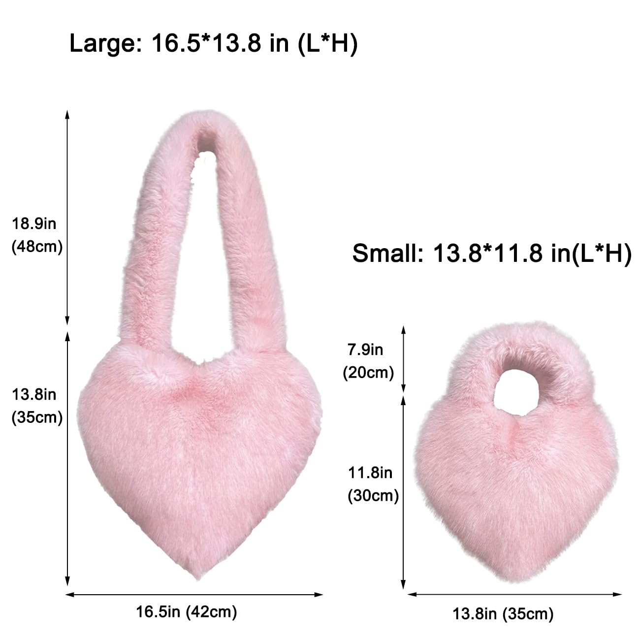 Cookies Heart Shaped Furry Purse for Women Large Soft Shoulder Bag Fluffy Faux Fur Trendy Y2K Girls Handbag
