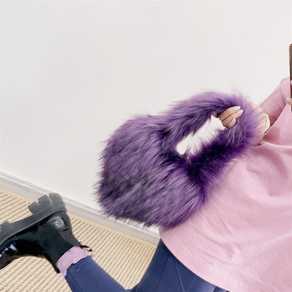 Cookies Heart Shaped Furry Purse for Women Large Soft Shoulder Bag Fluffy Faux Fur Trendy Y2K Girls Handbag