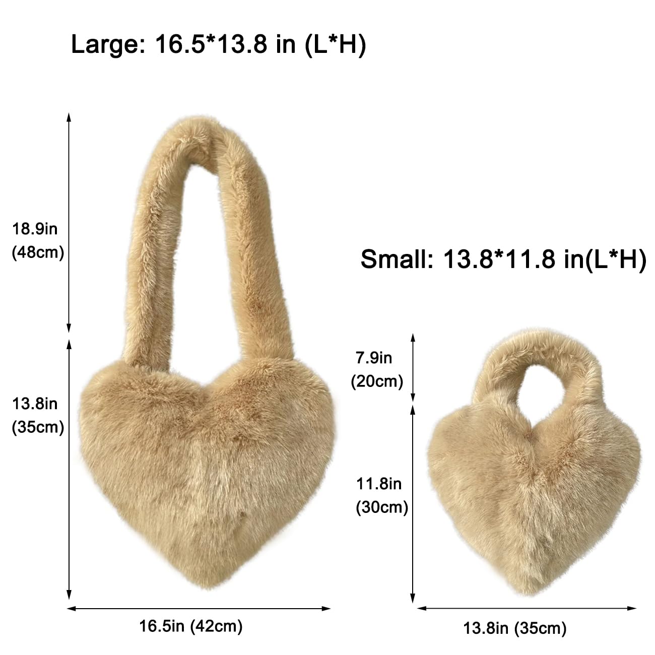 Cookies Heart Shaped Furry Purse for Women Large Soft Shoulder Bag Fluffy Faux Fur Trendy Y2K Girls Handbag