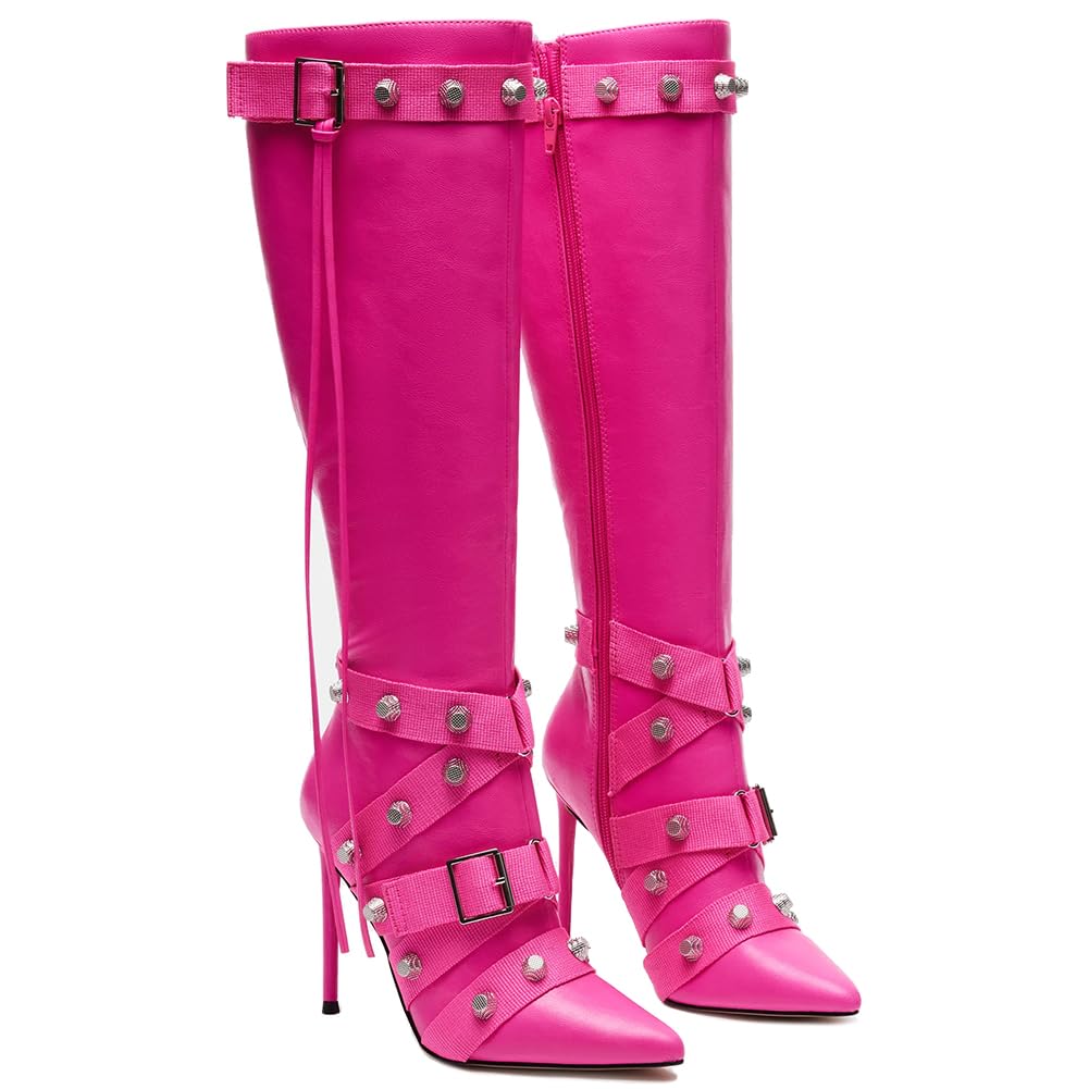 Cookies Stiletto Boots Heels Side Zipper Buckle Tassel Boots Sexy Ladies