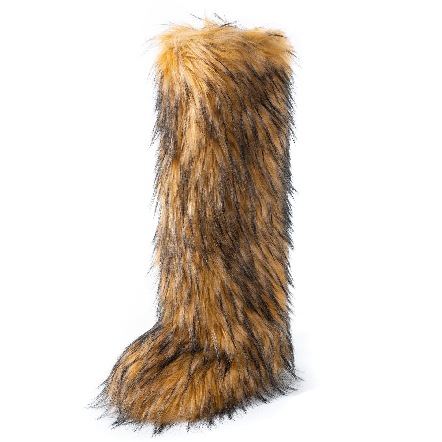 Cookies Women's Faux Fur Boot Furry Fluffy Round Toe Suede Winter Comfy Plush Warm Short Outdoor Indoor Flat Shoes Knee-High Boots