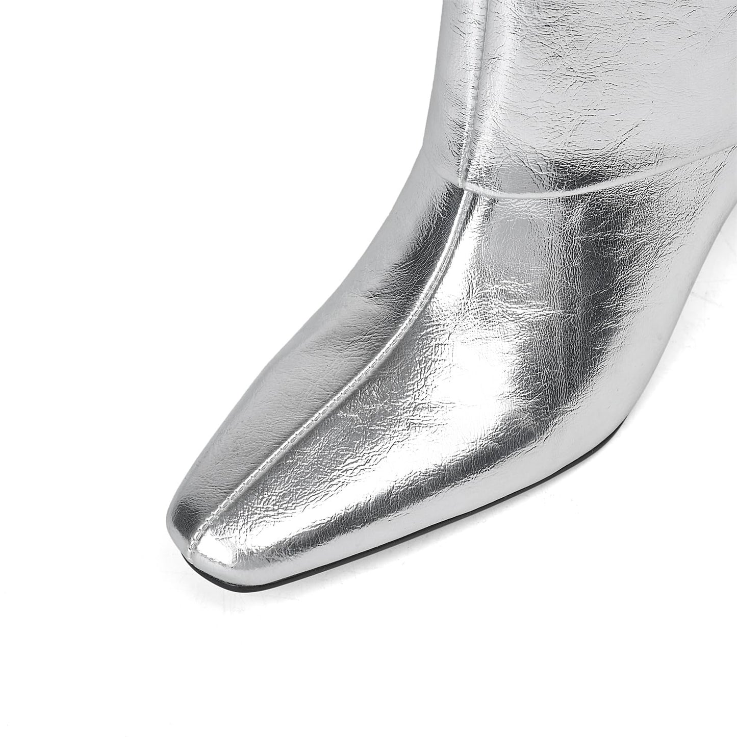 Women's Stiletto Heel Knee High Boots Square Toe Slip On Fold Over Boots For Women Leather Comfortable Dress Tall Boots