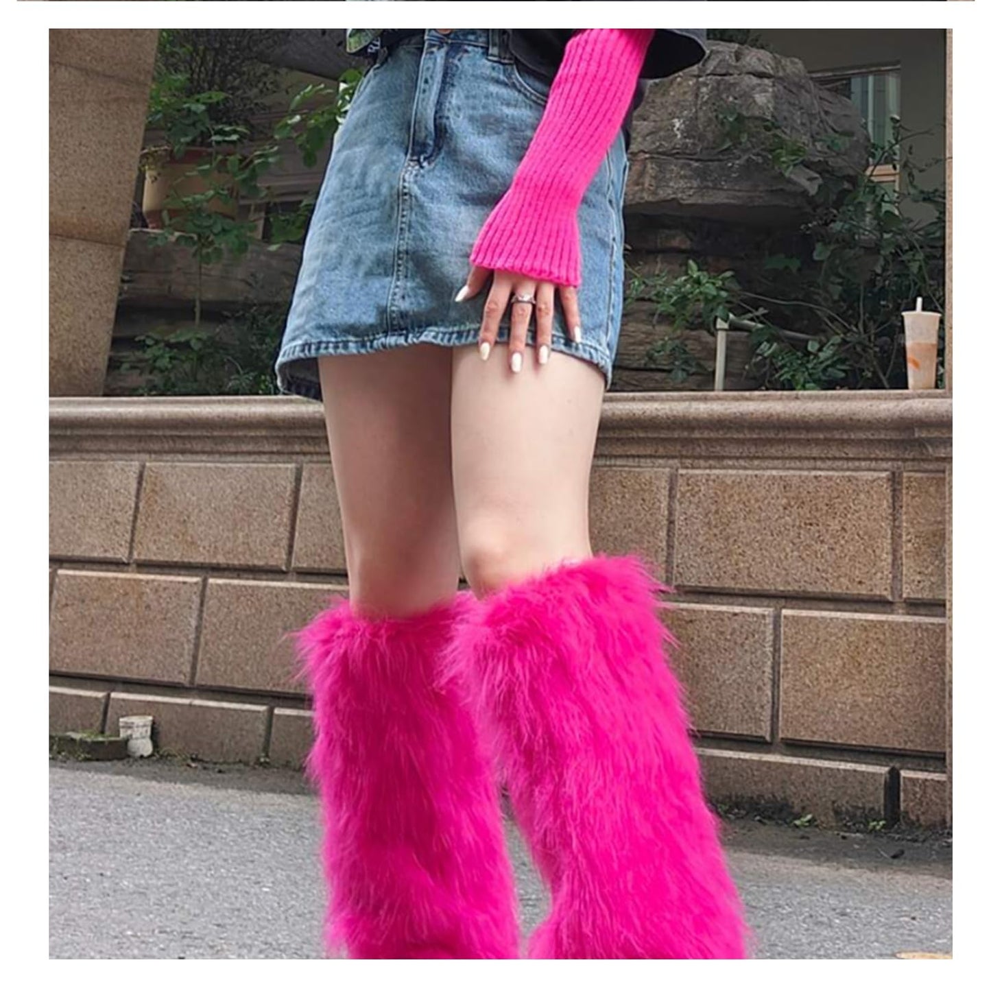 Cookies Women's Faux Fur Boot Furry Fluffy Round Toe Suede Winter Comfy Plush Warm Short Outdoor Indoor Flat Shoes Knee-High Boots