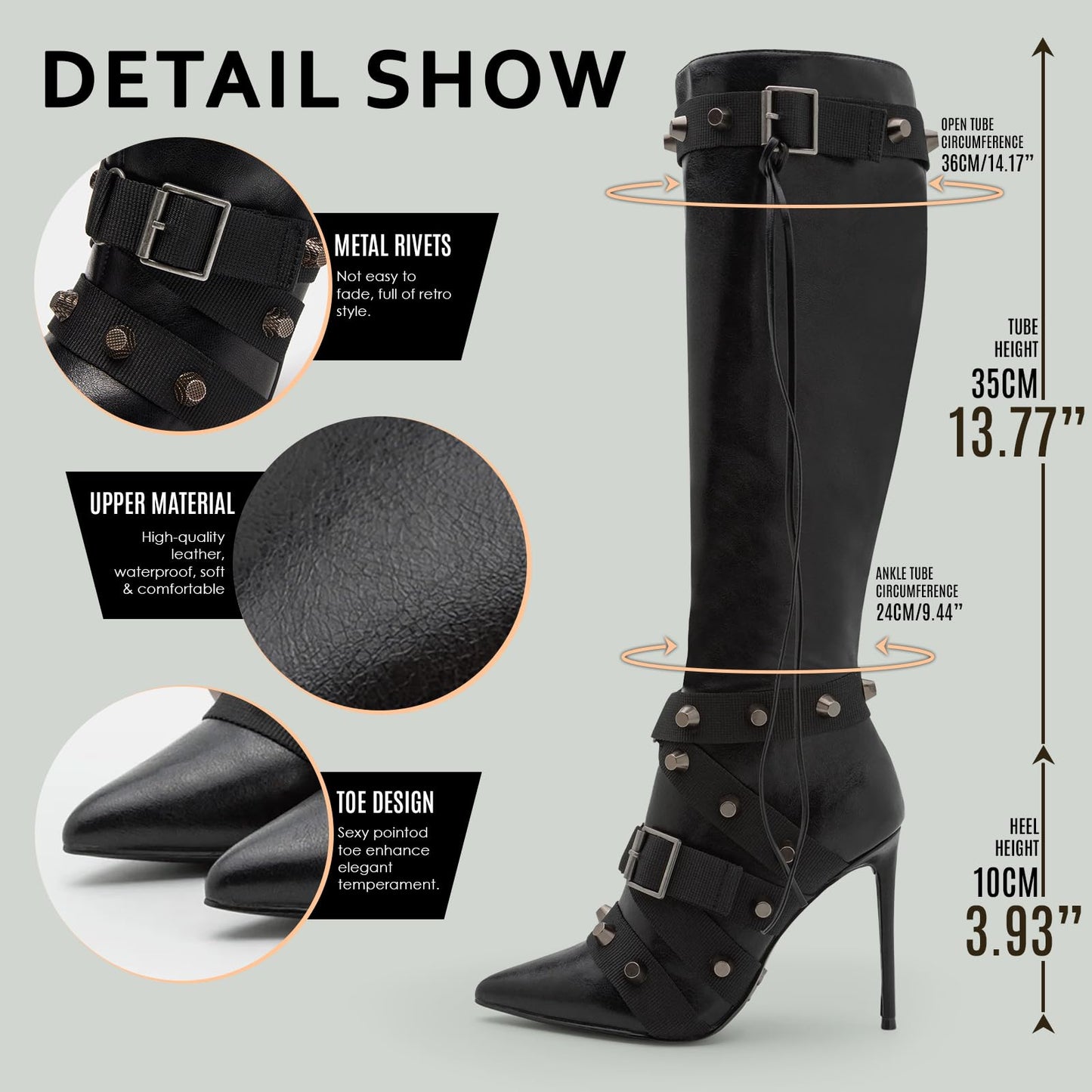 Cookies Stiletto Boots Heels Side Zipper Buckle Tassel Boots Sexy Ladies