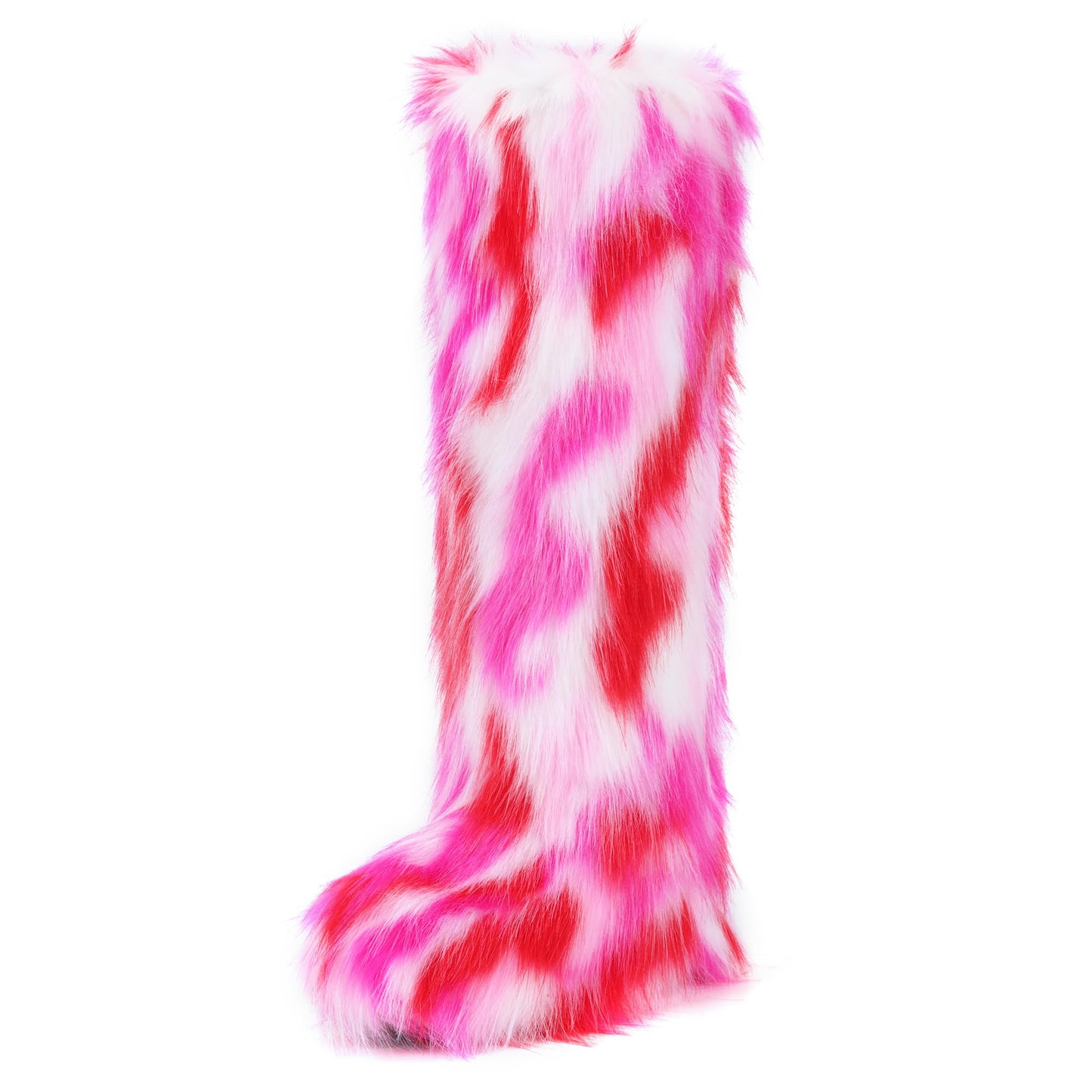 Cookies Women's Faux Fur Boot Furry Fluffy Round Toe Suede Winter Comfy Plush Warm Short Outdoor Indoor Flat Shoes Knee-High Boots