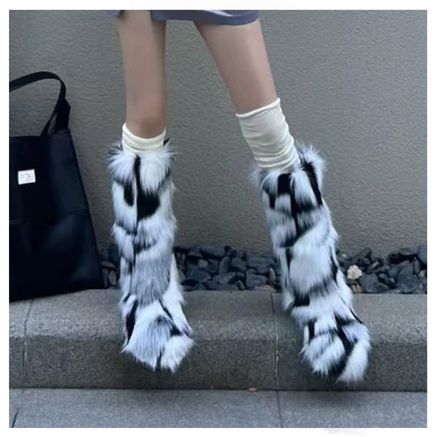 Cookies Women's Faux Fur Boot Furry Fluffy Round Toe Suede Winter Comfy Plush Warm Short Outdoor Indoor Flat Shoes Knee-High Boots