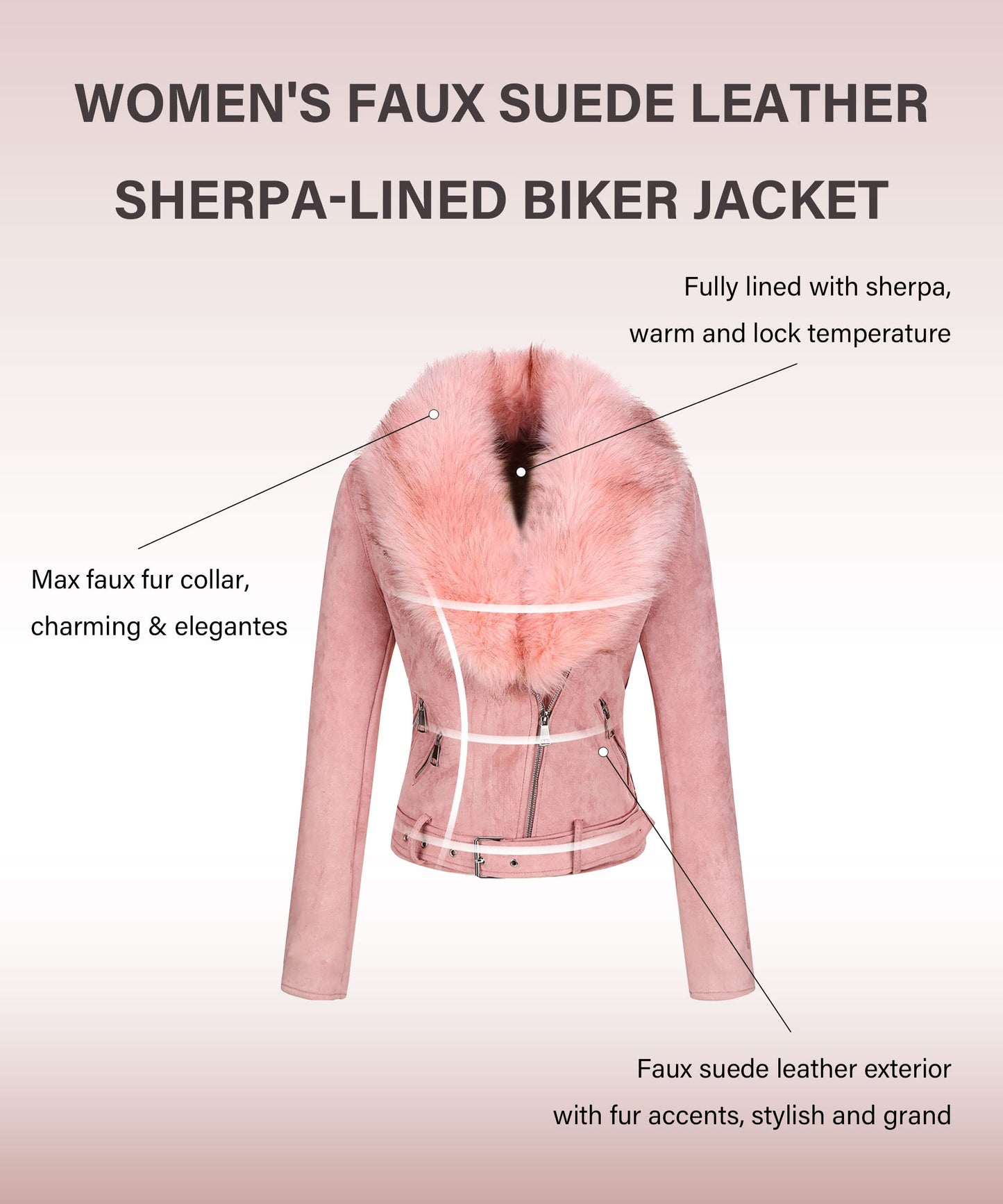 Cookies Women Faux Leather Suede Jacket Moto Biker Coat