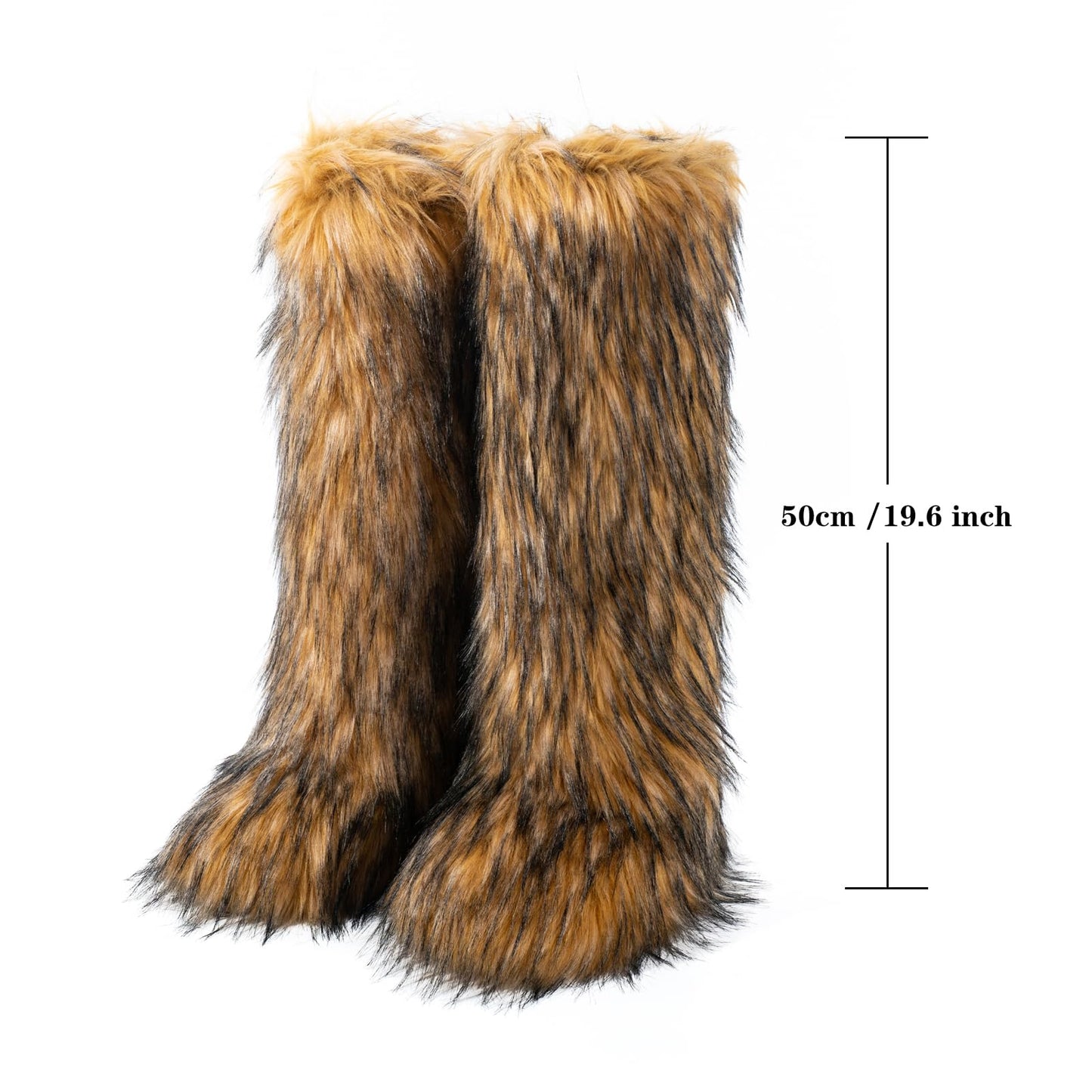 Cookies Women's Faux Fur Boot Furry Fluffy Round Toe Suede Winter Comfy Plush Warm Short Outdoor Indoor Flat Shoes Knee-High Boots