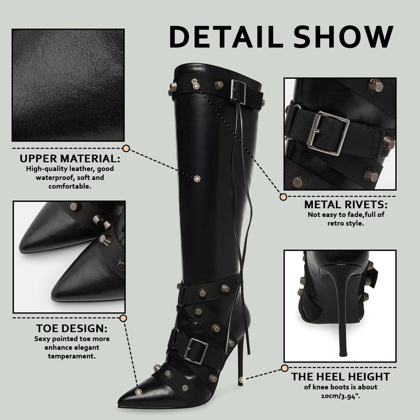 Cookies Stiletto Boots Heels Side Zipper Buckle Tassel Boots Sexy Ladies