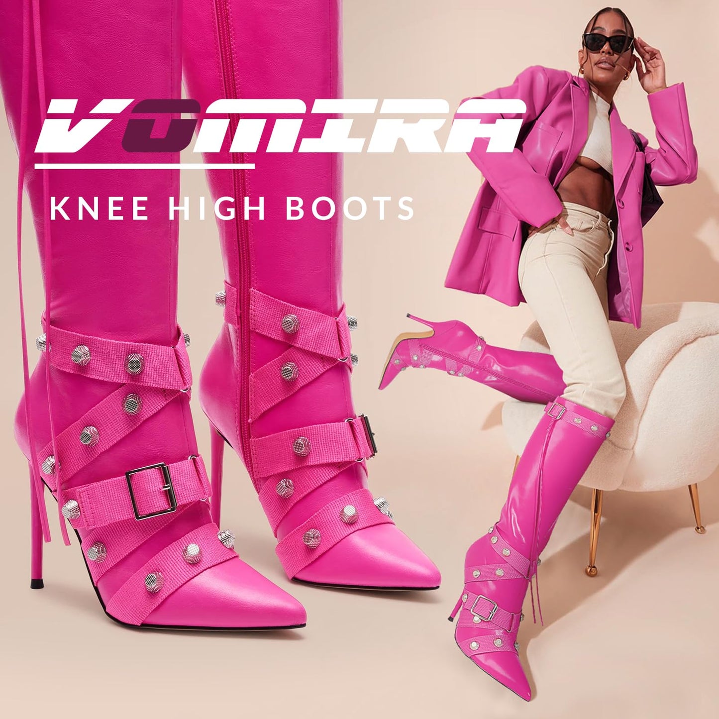 Cookies Stiletto Boots Heels Side Zipper Buckle Tassel Boots Sexy Ladies