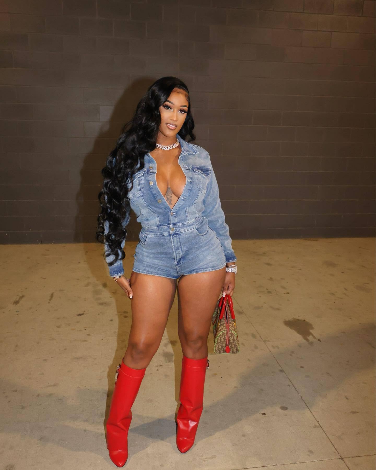 Cookies Short Denim Jumpsuit Rompers with Pockets