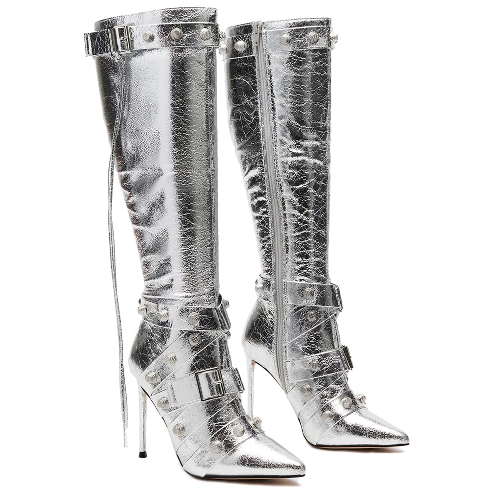 Cookies Stiletto Boots Heels Side Zipper Buckle Tassel Boots Sexy Ladies