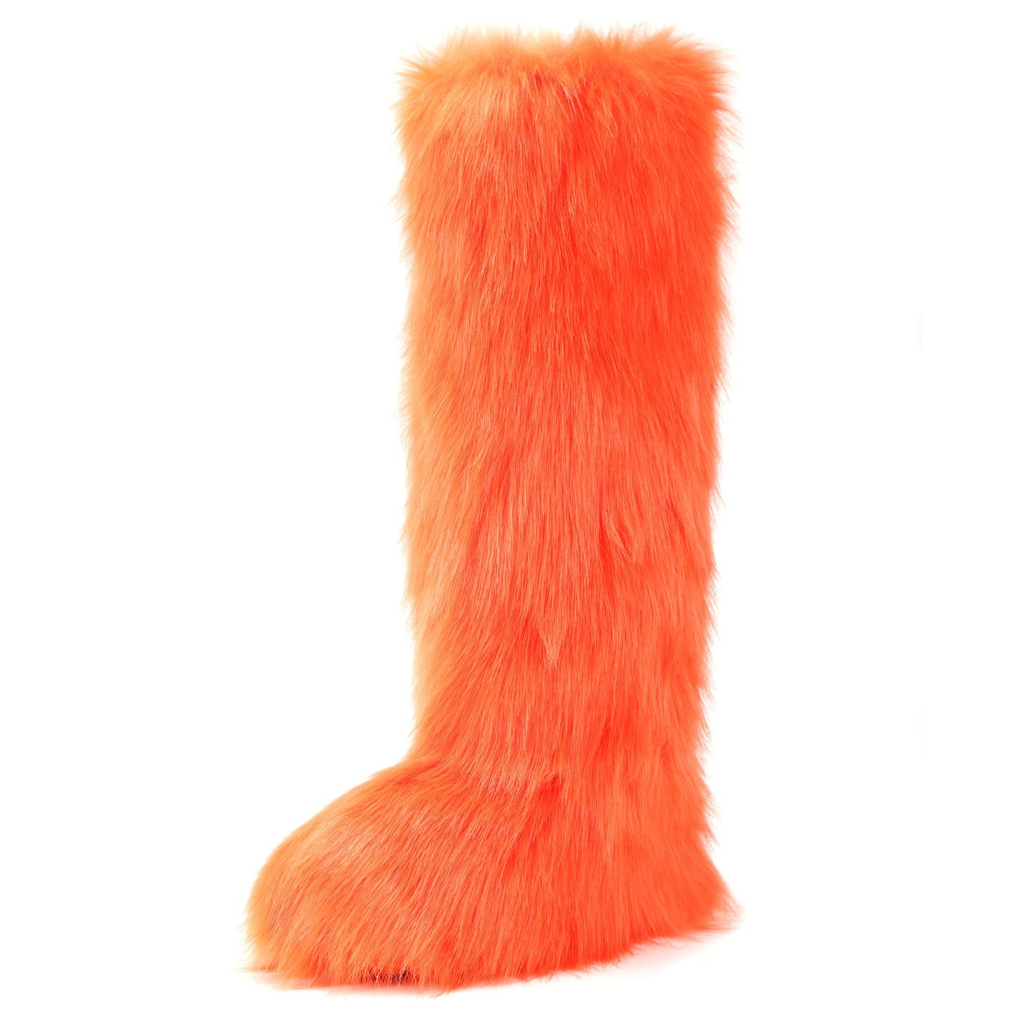 Cookies Women's Faux Fur Boot Furry Fluffy Round Toe Suede Winter Comfy Plush Warm Short Outdoor Indoor Flat Shoes Knee-High Boots