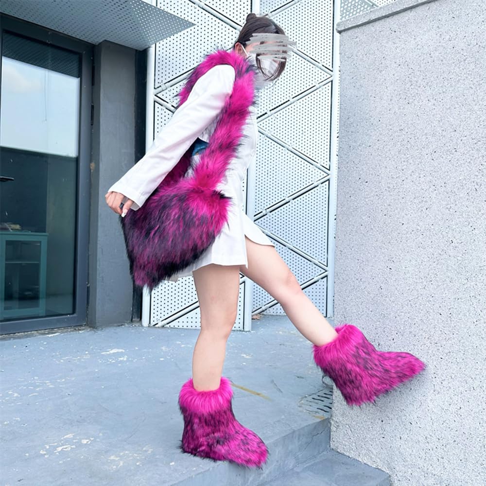 Cookies Heart Shaped Furry Purse for Women Large Soft Shoulder Bag Fluffy Faux Fur Trendy Y2K Girls Handbag