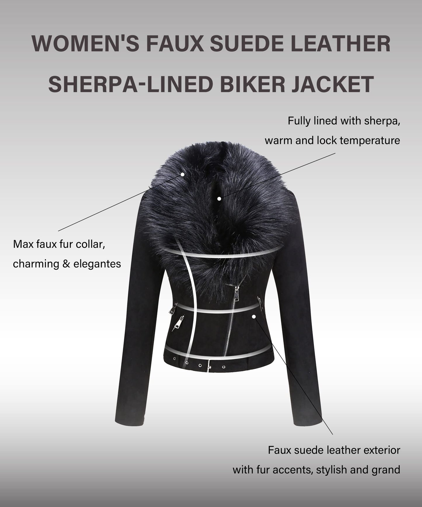 Cookies Women Faux Leather Suede Jacket Moto Biker Coat