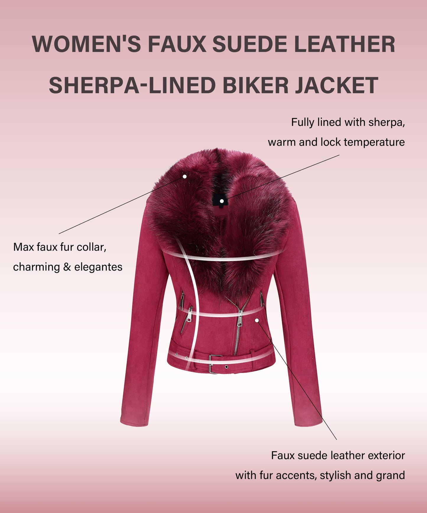 Cookies Women Faux Leather Suede Jacket Moto Biker Coat