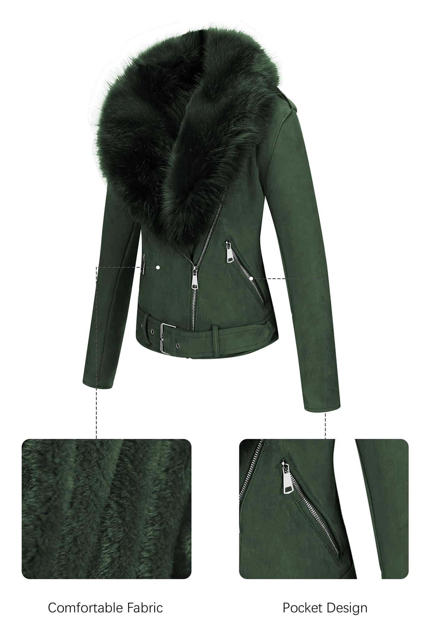 Cookies Women Faux Leather Suede Jacket Moto Biker Coat