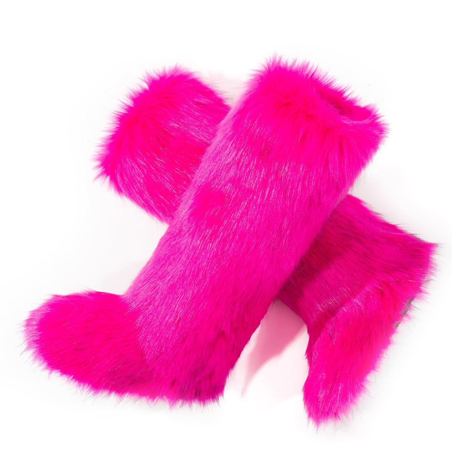 Cookies Women's Faux Fur Boot Furry Fluffy Round Toe Suede Winter Comfy Plush Warm Short Outdoor Indoor Flat Shoes Knee-High Boots