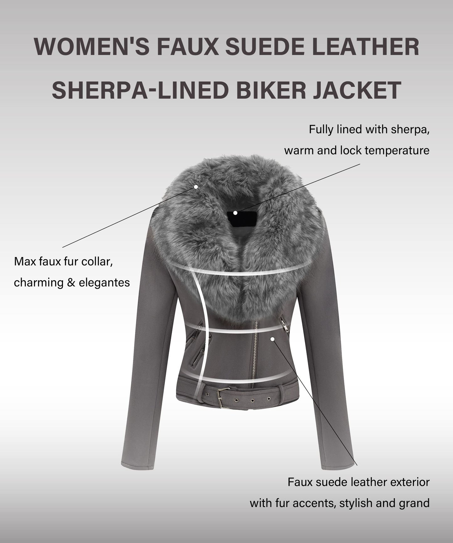 Cookies Women Faux Leather Suede Jacket Moto Biker Coat