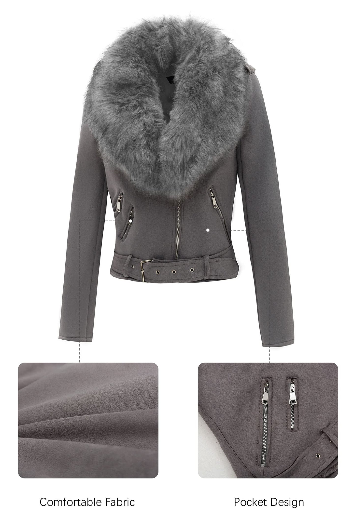 Cookies Women Faux Leather Suede Jacket Moto Biker Coat