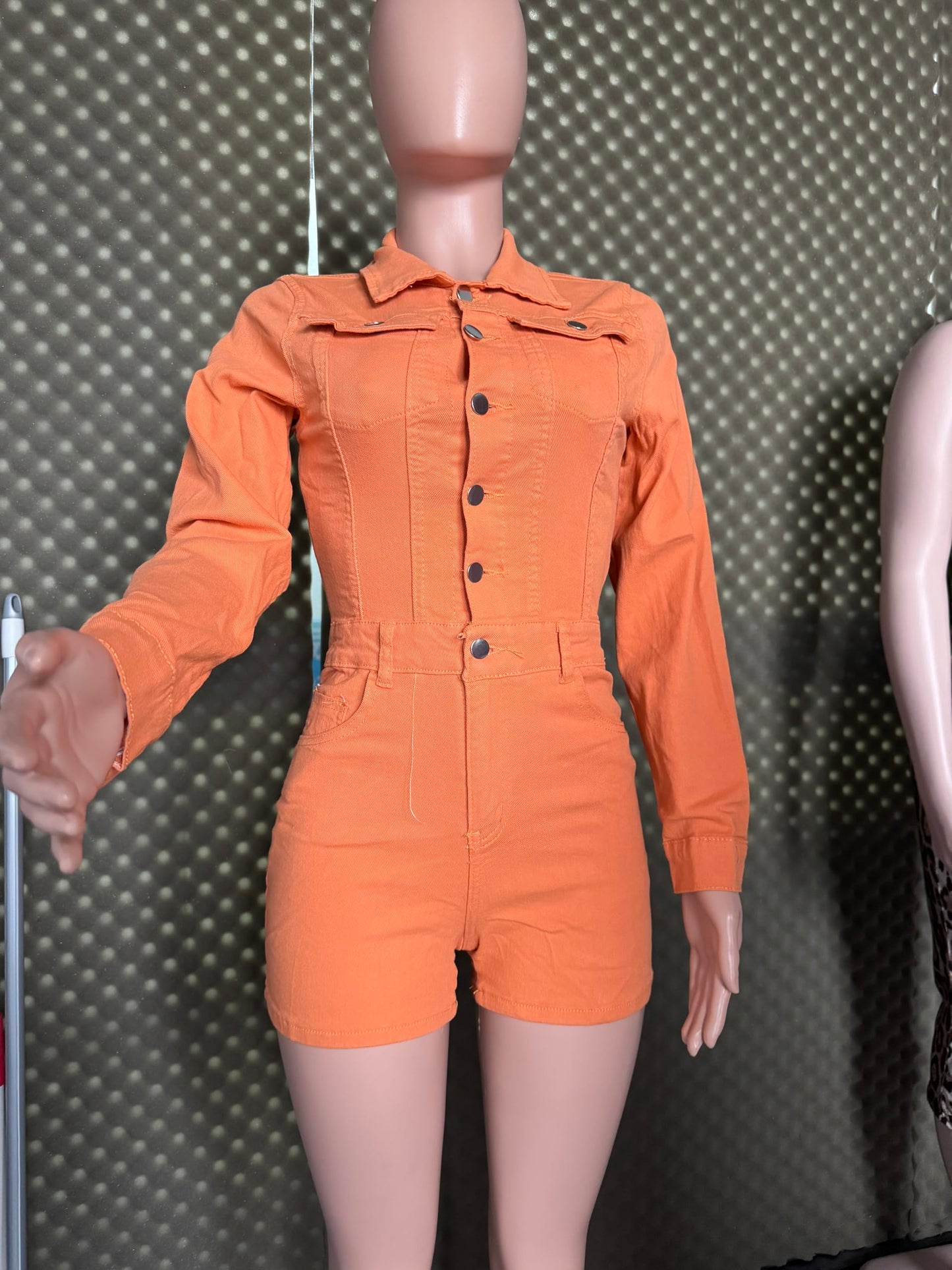 Cookies Short Denim Jumpsuit Rompers with Pockets