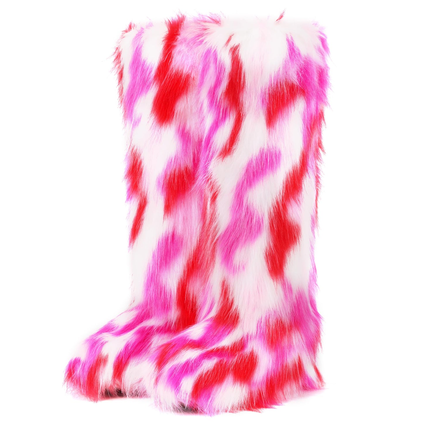 Cookies Women's Faux Fur Boot Furry Fluffy Round Toe Suede Winter Comfy Plush Warm Short Outdoor Indoor Flat Shoes Knee-High Boots