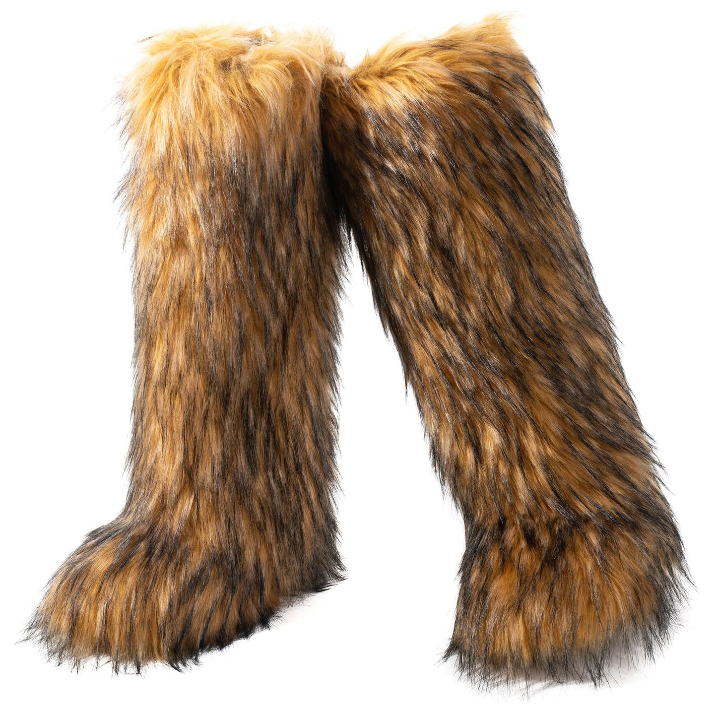 Cookies Women's Faux Fur Boot Furry Fluffy Round Toe Suede Winter Comfy Plush Warm Short Outdoor Indoor Flat Shoes Knee-High Boots