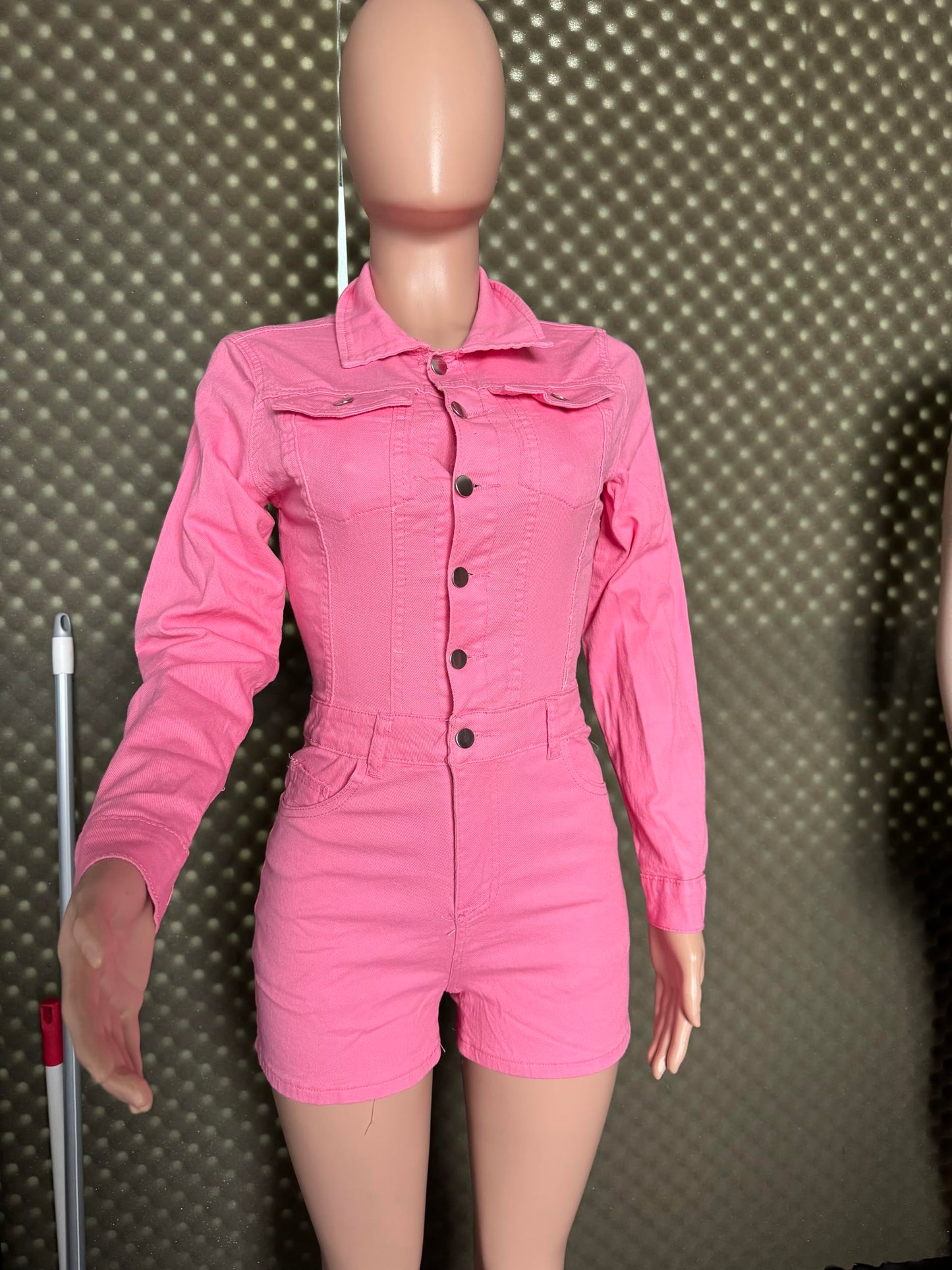 Cookies Short Denim Jumpsuit Rompers with Pockets