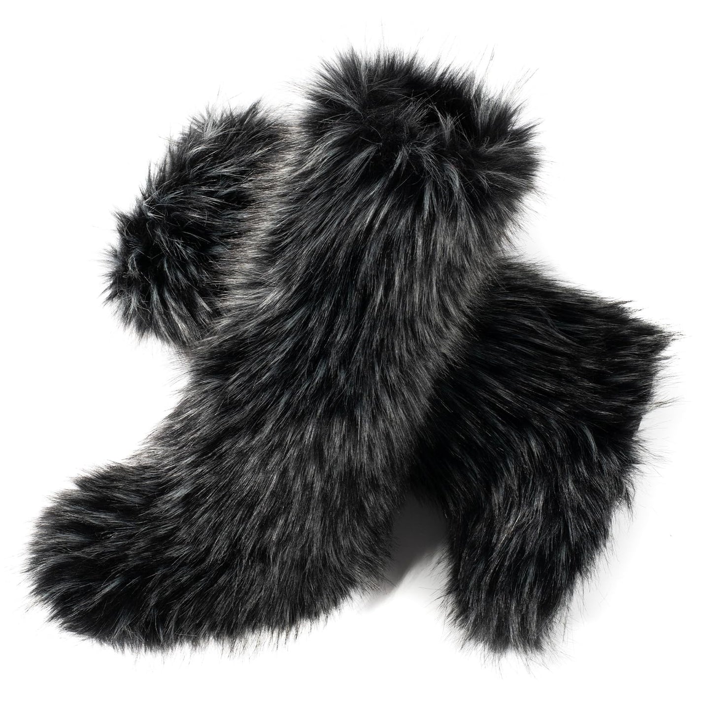 Cookies Women's Faux Fur Boot Furry Fluffy Round Toe Suede Winter Comfy Plush Warm Short Outdoor Indoor Flat Shoes Knee-High Boots