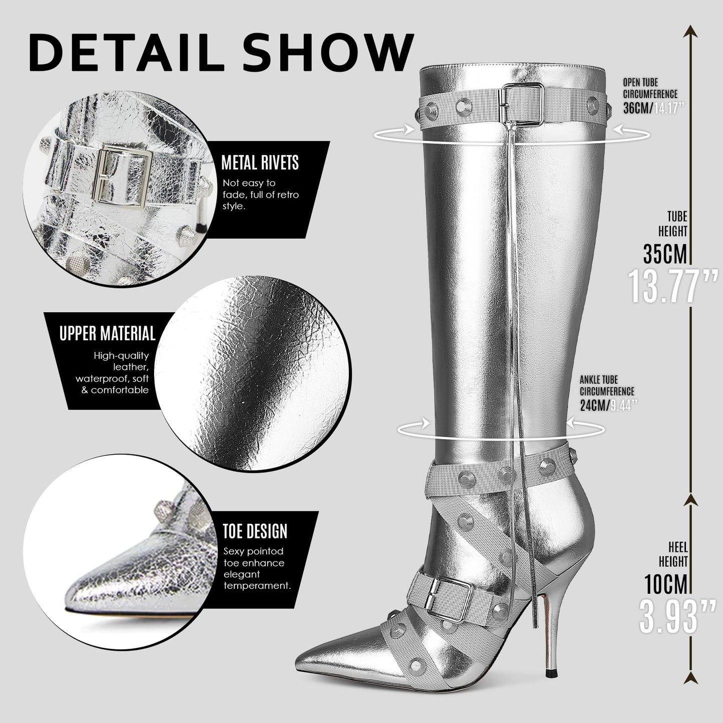 Cookies Stiletto Boots Heels Side Zipper Buckle Tassel Boots Sexy Ladies