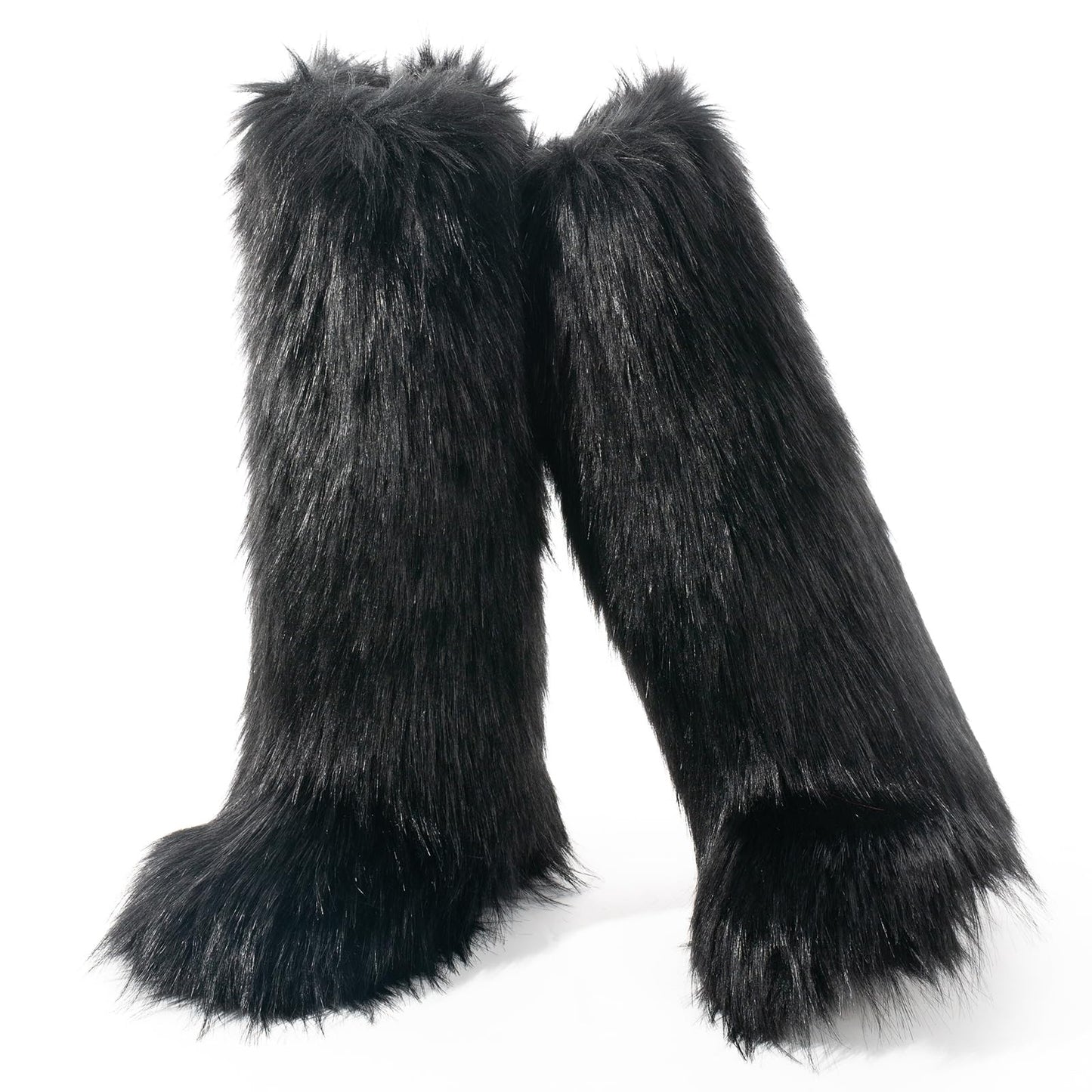 Cookies Women's Faux Fur Boot Furry Fluffy Round Toe Suede Winter Comfy Plush Warm Short Outdoor Indoor Flat Shoes Knee-High Boots