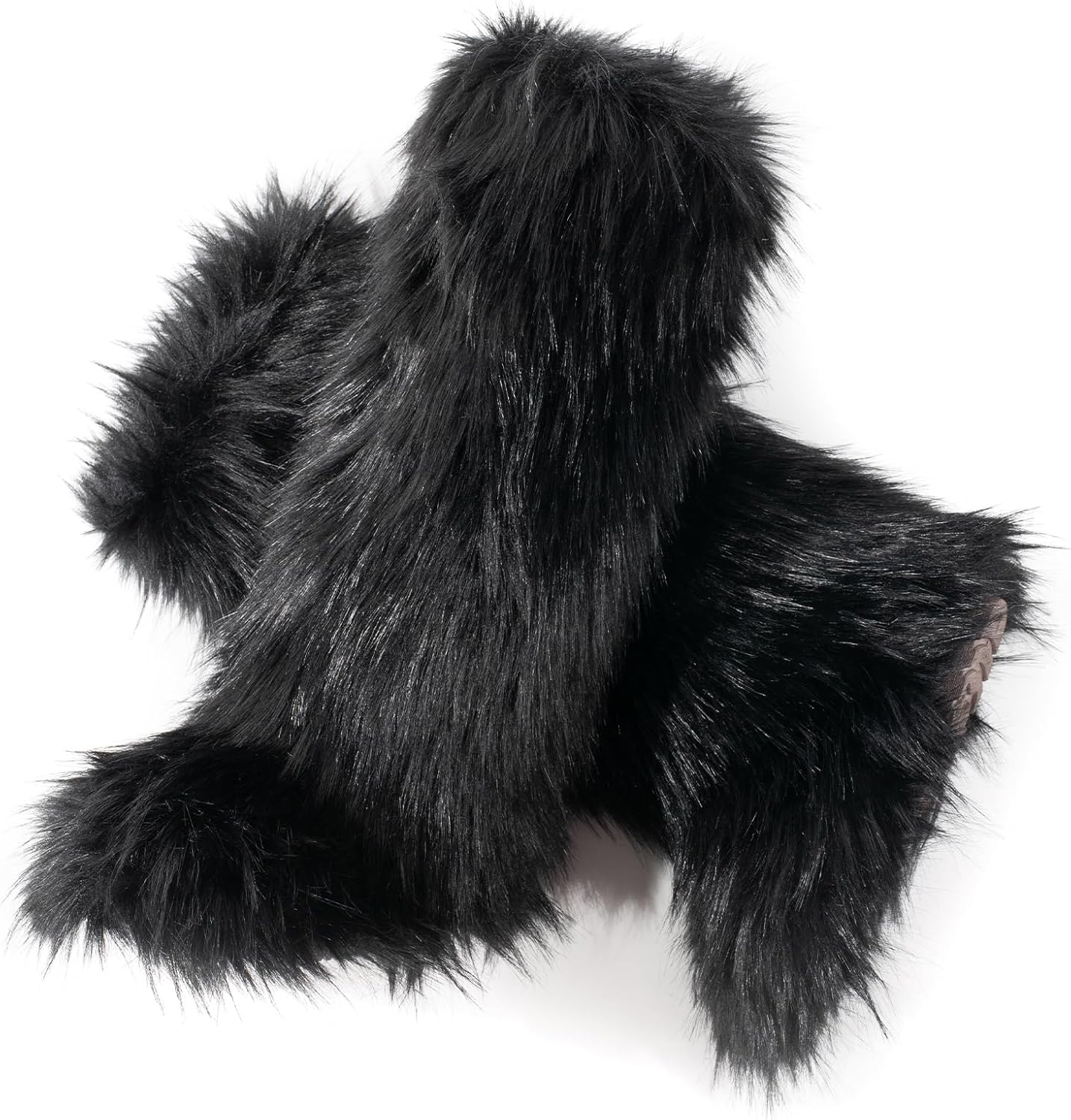 Cookies Women's Faux Fur Boot Furry Fluffy Round Toe Suede Winter Comfy Plush Warm Short Outdoor Indoor Flat Shoes Knee-High Boots
