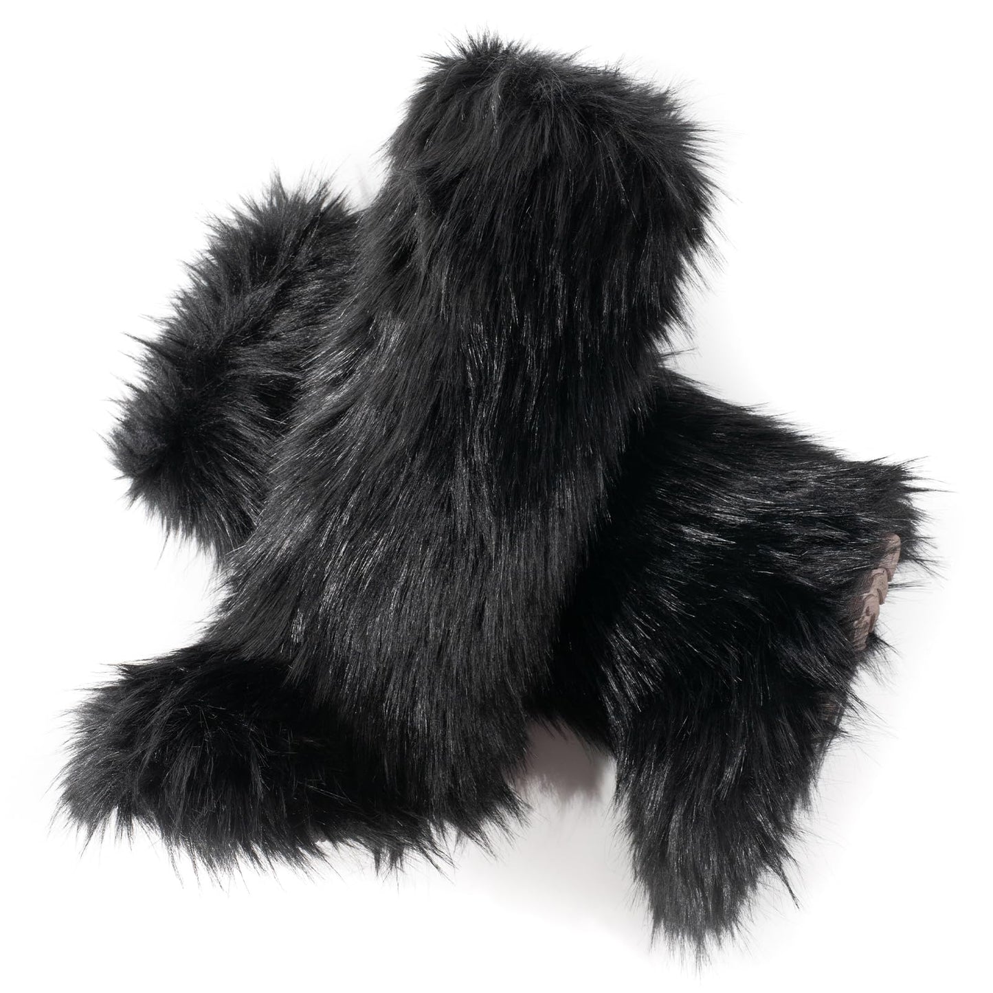 Cookies Women's Faux Fur Boot Furry Fluffy Round Toe Suede Winter Comfy Plush Warm Short Outdoor Indoor Flat Shoes Knee-High Boots