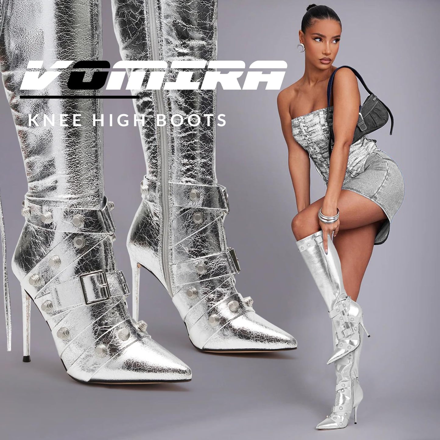 Cookies Stiletto Boots Heels Side Zipper Buckle Tassel Boots Sexy Ladies